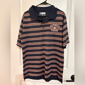 Detroit Tigers true fan brand polo men’s size medium orange stripes